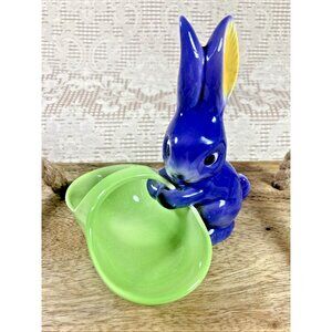 Vintage Goebel W Germany Purple Bunny Rabbit Ceramic Easter Basket Candy Dish